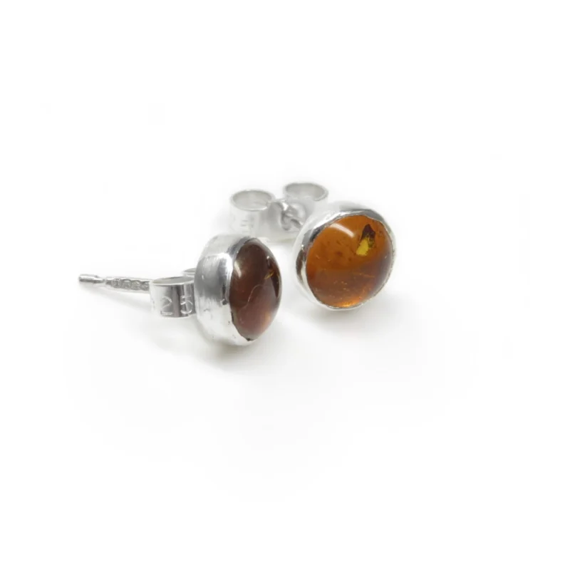 sterling silver and 5mm Amber earrings